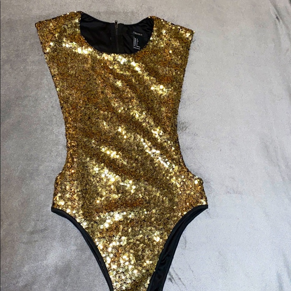 Gold body suit